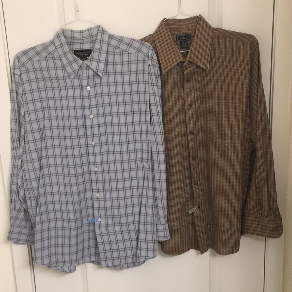 TWO MEN’S BUTTON DOWN DRESS SHIRTS-Size L-BUNDLED